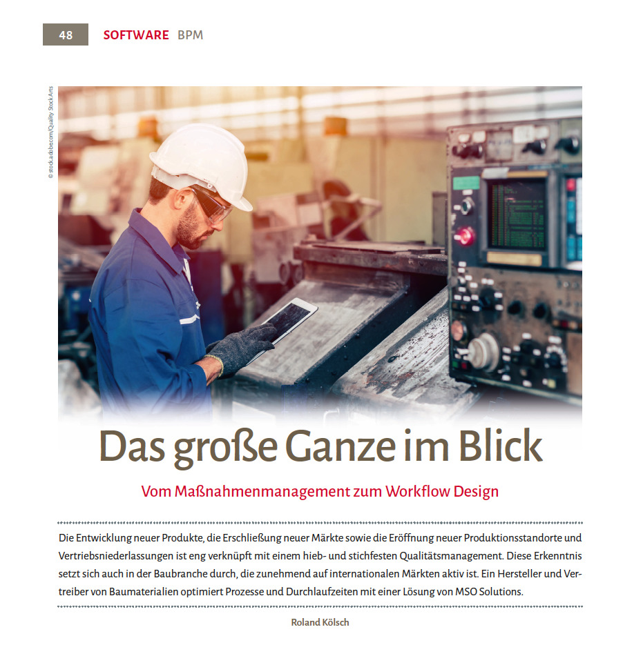 In the current issue of QZ, Roland Kölsch writes about how BOSIG GmbH uses MSO for internal process optimization.