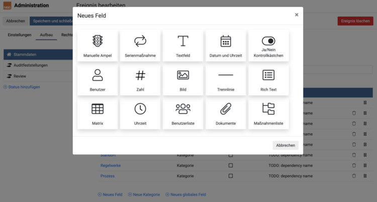 With the MSO software, individual process templates can be built from numerous fields.